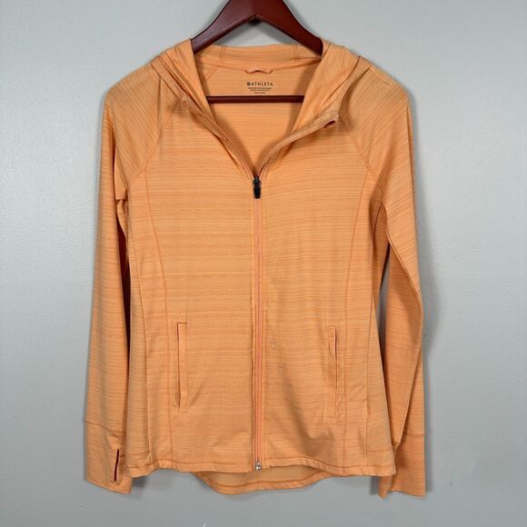 Athleta Pacifica Illume Womens Sz XS UPF Relaxed Full Zip Hooded Jacket Orange - Picture 1 of 3
